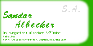 sandor albecker business card